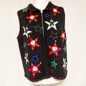 Designers Studio Originals Vintage Christmas Vest Embroidered Embellished Sz XL